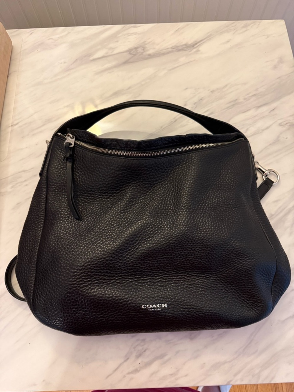 Coach Black Pebbled Leather Hobo Bag